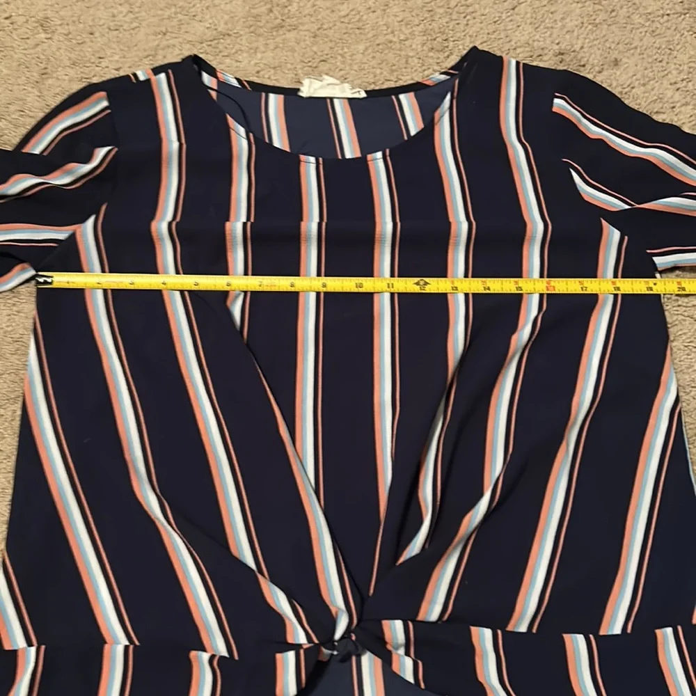 Pink Republic Navy Blue Front Knot Shirt Size M - Picture 12 of 13